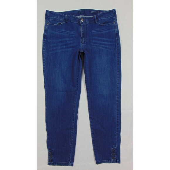 J Jill Denim Jeans Womens Size 14 Authentic Fit Slim Ankle Dark Wash Casual Blue - Picture 1 of 9